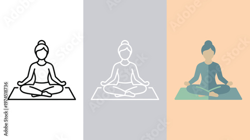 Meditating Woman Sitting in Lotus Position on Mat