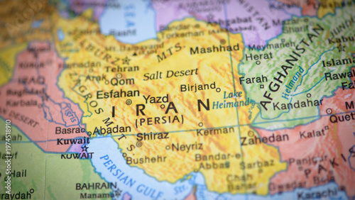 Detailed map of iran persia with labeled cities and geographical features