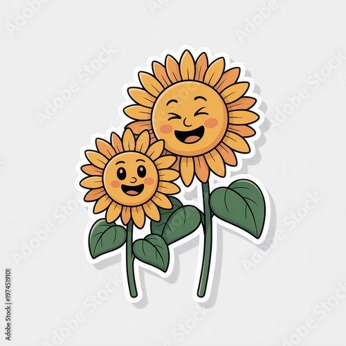 Dancing sunflower playful cartoon plant
