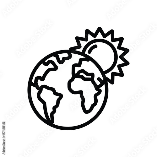 Vector of earth with the sun shining brightly behind it