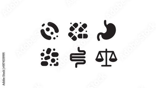 Medical Organ Icons and Balance Scales for Healthcare Justice and Body Wellness Concepts