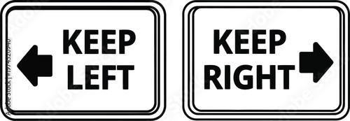 Keep left and keep right directional signs 