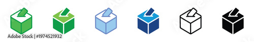 Isometric Ballot Box Icon Set Voting Election Cube Icons in Multiple Color Styles