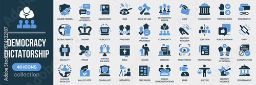 Foto Democracy dictatorship fill icon collection