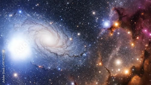 Stunning Spiral Galaxy and Cosmic Nebula in Deep Space.