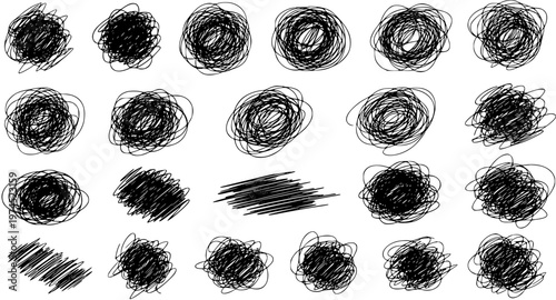 Black and White Abstract Scribble and Line Art Collection, Design Elements
