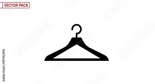 Black Clothing Hanger Vector Icon.