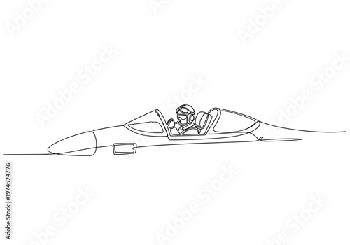 Two pilots sitting in fighter jet cockpit on white background