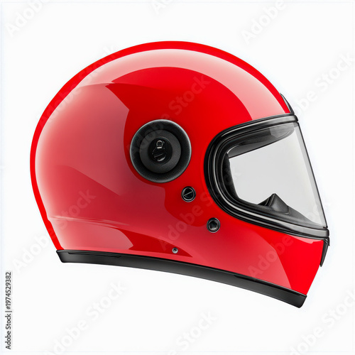 Roter Motorradhelm, Motorsport Helm, freigestellt vor weißem Hintergrund, Generative AI