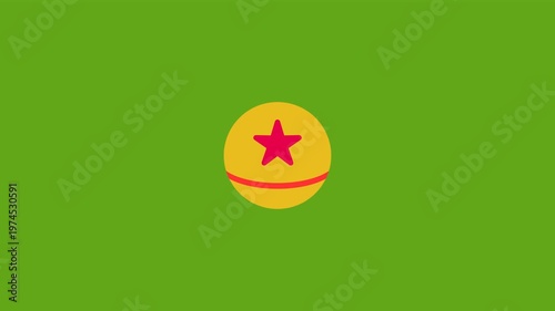 A simple spherical object with a star on a green screen background
