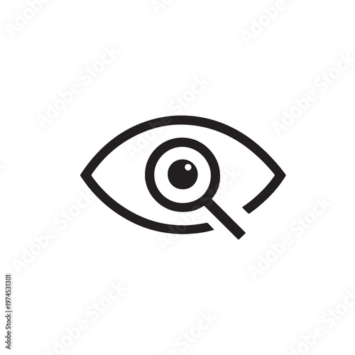 Eye Search Icon with Magnifying Glass Line Design