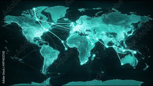 Abstract black background with Colorful hexagon lines. Digital future technology . Abstract business connection of lines from nodes innovation of communication in the network.