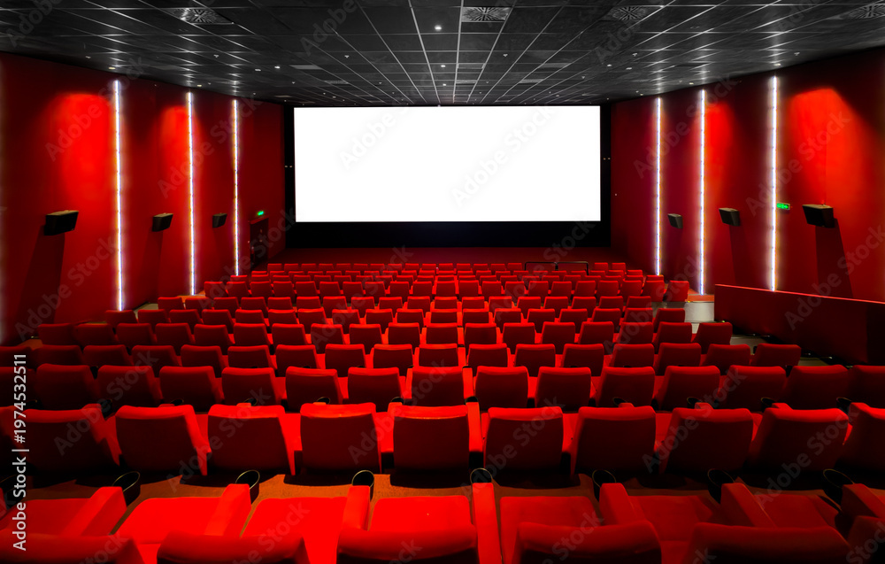 Fototapeta premium Empty Movie Theater With Seats and Screen