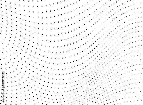 Twisted halftone dot wave forming energetic illusion background.