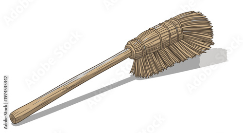 Traditional Broom for Cleaning Floors and Surfaces, Rustic Style