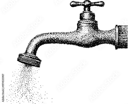 Kitchen faucet releasing spray of water against white background