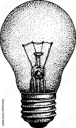 Light bulb upright unlit on white isolated studio background