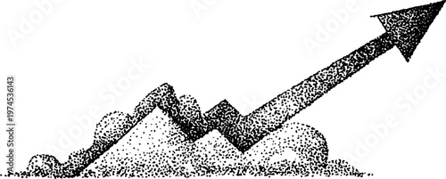 Upward arrow chart rising from mound representing growth trend