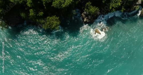 Wallpaper Mural Panorama view of coastline with turquoise water and ocean waves. Samal Island. Davao, Philippines. Torontodigital.ca