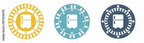 Refrigerator icon. Board illustration label design. Design for business. Vector illustration.