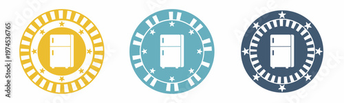 Refrigerator icon. Board illustration label design. Design for business. Vector illustration.