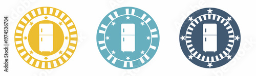Refrigerator icon. Board illustration label design. Design for business. Vector illustration.