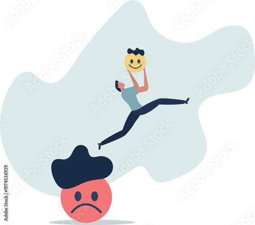 Overcome stress and anxiety, emotional problem, uncertainty or worried about work, depression or mental illness, sad and stressful concept,person's life situation and his activities.