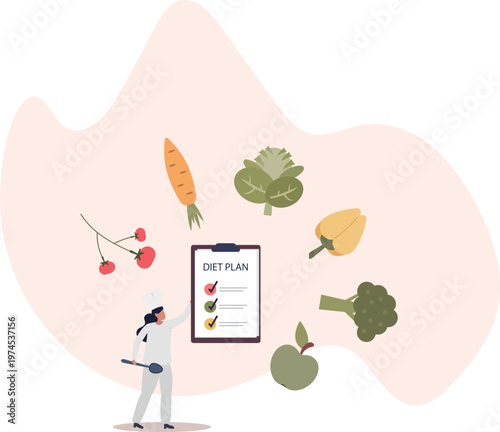 Diet plan, management program for detoxification and weight loss.person's life situation and his activities.