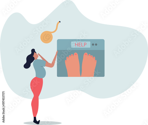 Weight loss scale. Nutrition healthy diet, balanced food and training.person's life situation and his activities.