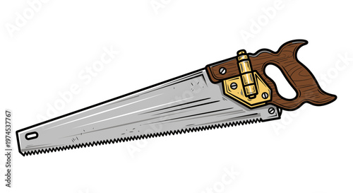 Vintage Hand Saw Tool Isolated on White Background