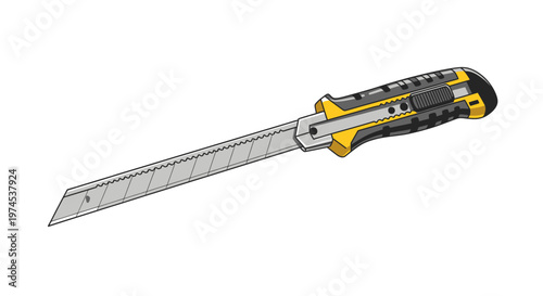 Utility Knife with Silver Blade on White Background