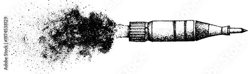 Rocket booster exhaust producing stippled smoke plume illustration