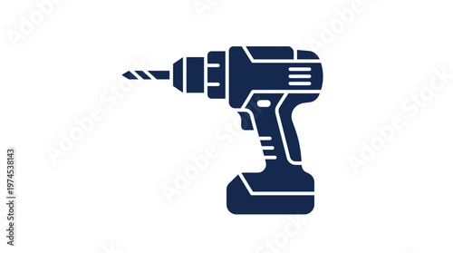 Cordless Electric Drill Power Tool for Construction on Isolated White Background