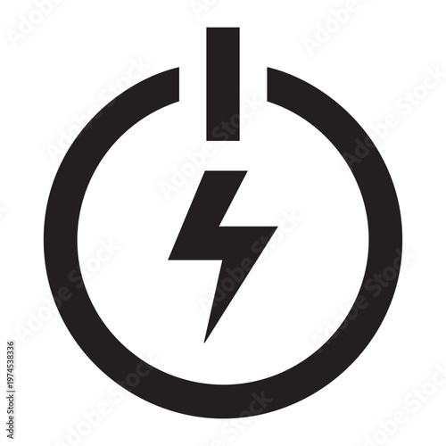 Power button icon with lightning bolt lightning electricity technology illustration activate automation electronic hardware information