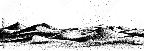 Sand dunes stretching across barren desert landscape