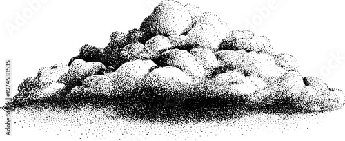 Low cumulus cloud mass resting on blank white surface