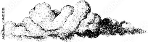 Cloud formation drifting across blank white background