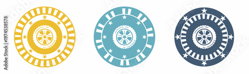 Tire icon. Board illustration label design. Design for business. Vector illustration.