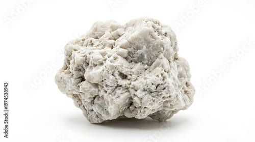 Rough textured crystalline white rock sample for geology and mineralogy study