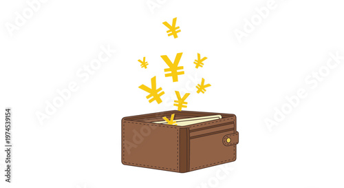 Japanese Yen Symbol Wallet Money Falling Out