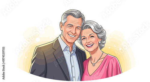 Happy senior couple smiling, embracing, celebrating life and love