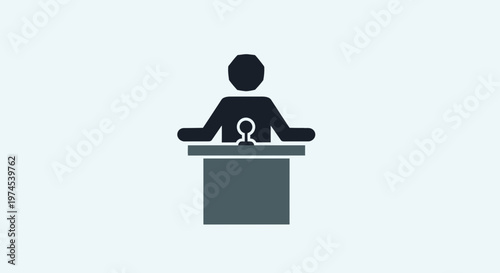 Speaker at Podium with Microphone - Presentation Icon