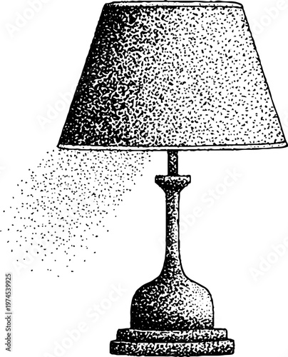 Table lamp with conical shade on simple pedestal base surface