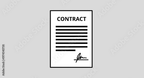 Contract Document with Signature and Text Lines - Business Agreement Concept