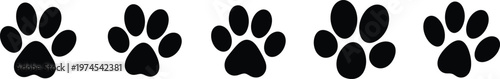 Black paw prints a row of animal footprints illustrating wildlife tracking and nature's patterns