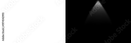 Realistic Stage Spotlight with White Light Rays and IES Photometric Beam Effect Isolated on Transparent Background.