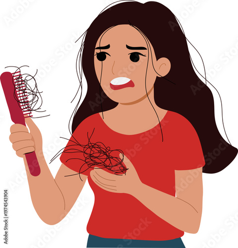 Hair Loss Problem Illustration with Women Experiencing Hair Fall