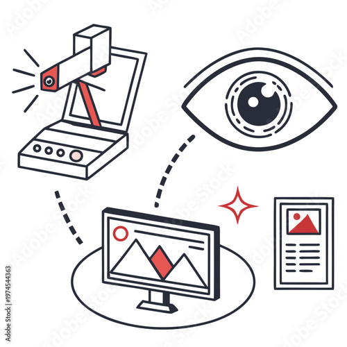 Line for verification and review process 3D scanner computer monitor document