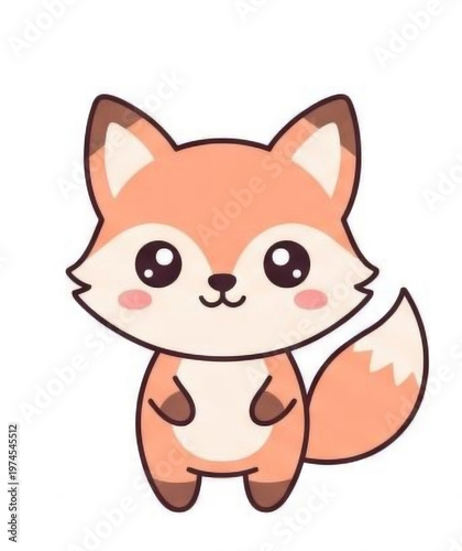 Cute Baby Fox Cartoon Illustration, Kawaii Little Fox Character with Big Eyes, Vector Mascot Design