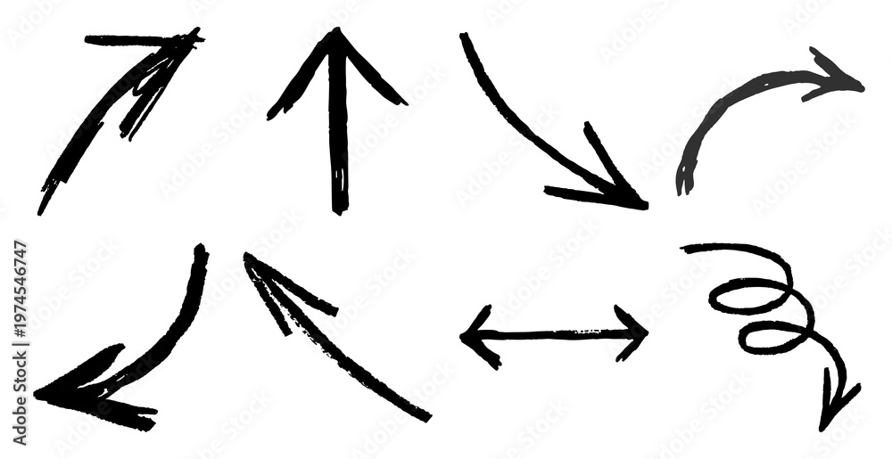 Fototapeta premium Hand-drawn arrows various directions element set